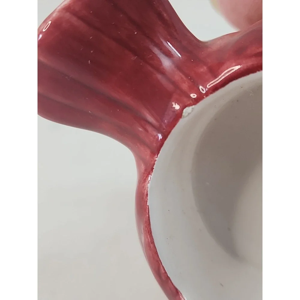 Vintage Dept 56 Red Bird Votive Tealight Candle Holder Ceramic Christmas (Read)